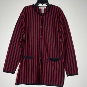 Jones New York Button Striped‎ Cardigan sz Med